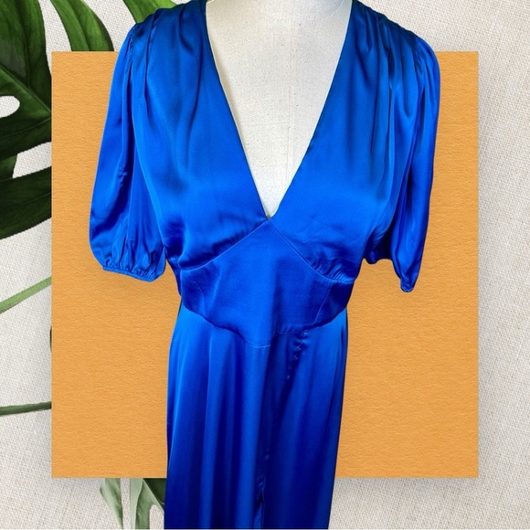 NWT Alexia Admor ‘Nola’ Puff Sleeve Fit & Flare Dress in “Lapis” Blue Size 10 - Picture 4 of 16